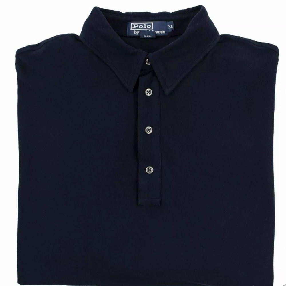 Polo Ralph Lauren Navy Blue Viscose Blend Twill Long Sleeve Thick Polo Shirt XL